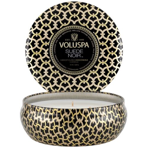 Voluspa 3-Wick Tin Candle Suede Noir – 340 g – 0806644082231