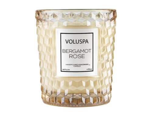 Voluspa Bergamot Rose Textured Glass Candle – 184 g – 0806644053149