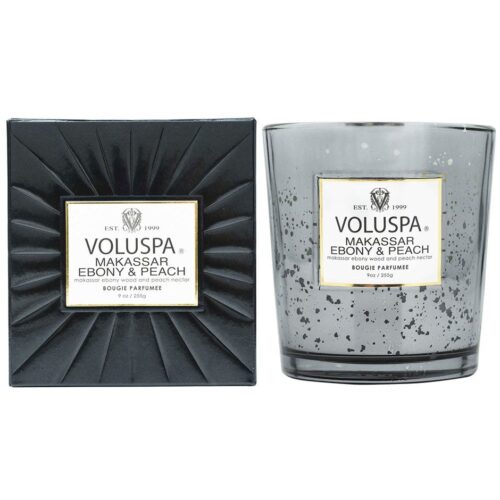 Voluspa Boxed Candle Makassar Ebony & Peach 60h – 255 g – 0806644066422
