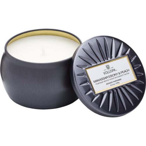 Voluspa Makassar Ebony & Peach Decorative Tin Candle – 127 g – 0806644068228