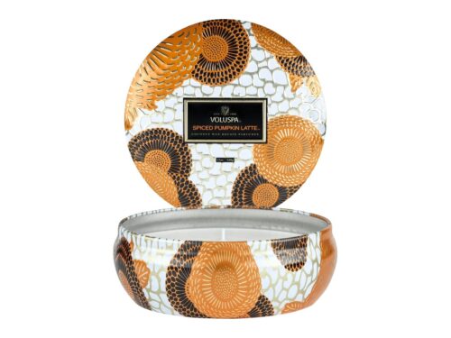 Voluspa Spiced Pumpkin Latte  3-Wick Decorative Tin Candle – 340 g – 0806644722212