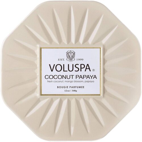 Voluspa Vermeil Coconut Papaya Candle Octogon Tin Lys 340 g – 340 g – 0806644686156