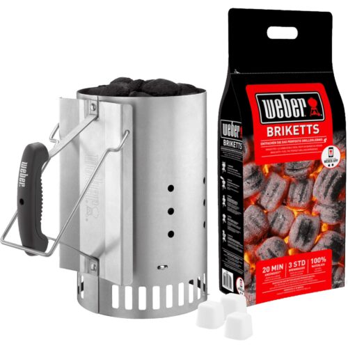 Weber Opptenningspakke – Grillstarter, 2kg Briketter & 6 Opptenningsblokker – 077924041068