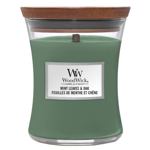 WoodWick Mint Leaves & Oak Medium – 5038581141947