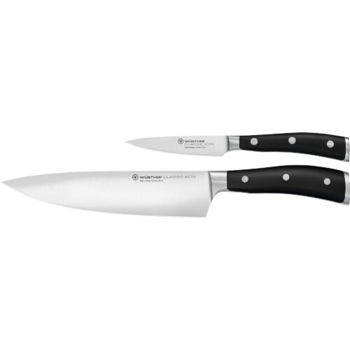 Wüsthofclassic Ikon Knivsett 2 deler Svart, Kokkekniv + Skrellekniv – 4002293101439