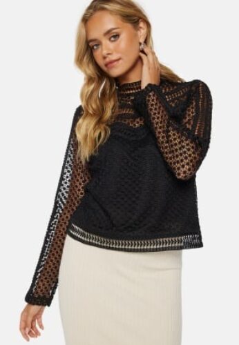 Y.A.S Alberta LS New Lace Top Black S – 5715434010352