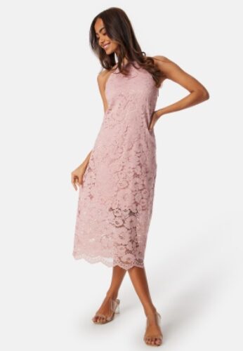 Y.A.S Milda Lace Halterneck Midi Dress Pale Mauve XL – 5715505450056