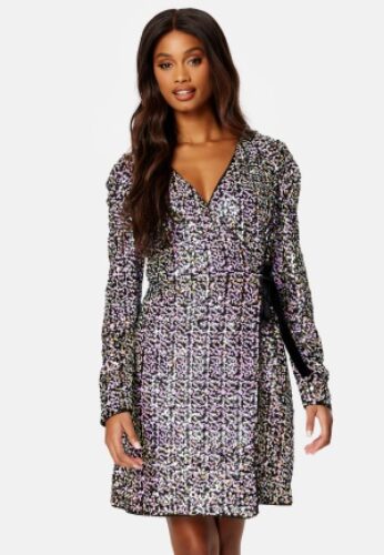 Y.A.S Multiseq LS Wrap Dress Fuchsia Purple S – 5715307710013