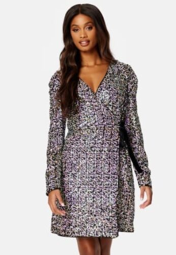 Y.A.S Multiseq LS Wrap Dress Fuchsia Purple XS – 5715307710006