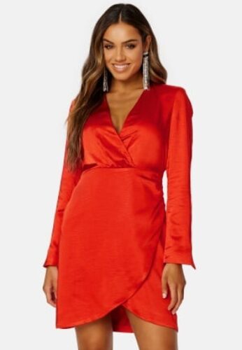 Y.A.S Sannie LS Drape Dress Fiery Red S – 5715308408544