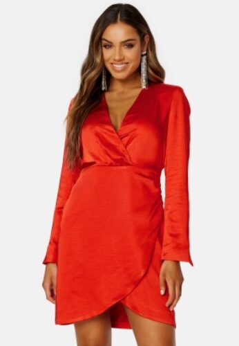 Y.A.S Sannie LS Drape Dress Fiery Red XS – 5715308408537